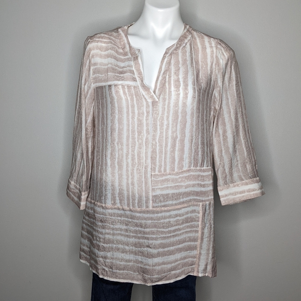 NWT Chico's pink striped blouse M